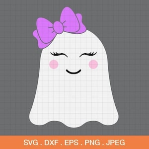 Ghost svg, Halloween svg, Girl ghost svg, Ghost with bow svg, kids halloween, spooky svg, cut files for CirCut & Silhouette