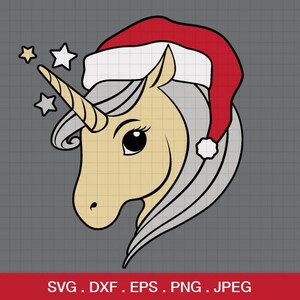 Unicorn Christmas svg, Unicorn head svg, Unicorn svg, Unicorn birthday svg, files for Cricut, Silhouette, Unicorn cut file