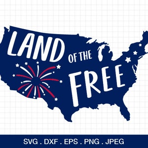 Land of the free svg, America map svg, 4th of July svg, fourth of july svg, Merica svg, United States svg, for CriCut and Silhouette