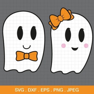 Ghost svg, Halloween svg, Girl ghost svg ,Boy ghost svg, Ghost with bow svg, kids halloween, spooky svg, cut files for CirCut & Silhouette