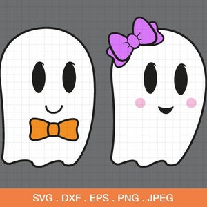 Ghost svg, Halloween svg, Girl ghost svg ,Boy ghost svg, Ghost with bow svg, kids halloween, spooky svg, cut files for CirCut & Silhouette