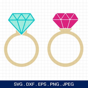 Diamante anillo Svg, diamante anillo de boda Svg, anillo de boda Svg, marcos monogramas de diamante Svg, archivos de corte para Cricut silueta & silueta