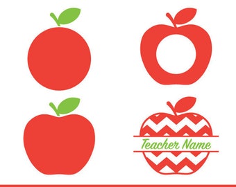 Apple SVG, Chevron Apple svg, Apple Monogram svg, Teacher SVG file, Back to School SVG, Split Apple Svg, for Silhouette & CriCut