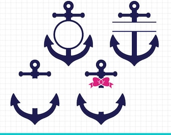 Anchor Svg, Anchor Monogram Frames Svg, Anchors svg, Nautical svg, bow Anchors svg, Anchor split monogram svg, for Silhouette & CriCut