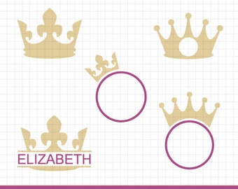 Crown King Princess Frame Monogram Cuttable Design SVG PNG DXF - Etsy