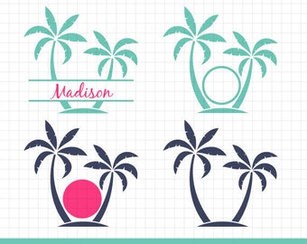 Palm SVG, Palm Tree Monogram Frames, Beach Palm SVG, Cut Files, summer svg, for Cricut & Silhouette Files, Svg, Dxf, Eps, Jpg, Png