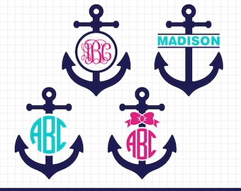 Download Anchor Svg Set Anchor Monogram Svg Clipart Nautical Split ...