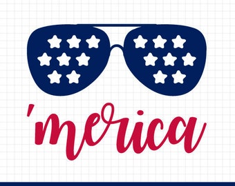 Merica SVG, Fourth of July Svg, 4th of July Svg, Patriotic Svg, America Svg, Sunglasses Svg, T-Shirt Designs