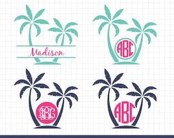 Palm SVG, Palm Tree Monogram Frames, Beach Palm SVG, Cut Files, summer svg, for Cricut & Silhouette Files, Svg, Dxf, Eps, Jpg, Png