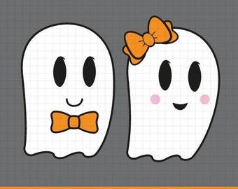 Ghost svg, Halloween svg, Girl ghost svg ,Boy ghost svg, Ghost with bow svg, kids halloween, spooky svg, cut files for CirCut & Silhouette