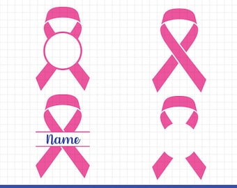 Cancer awareness ribbon svg, Cancer awareness svg, Breast cancer ribbon svg, Monograms Frame file for Cricut & Silhouette