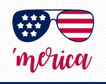 Merica SVG, Fourth of July Svg, 4th of July Svg, Patriotic Svg, America Svg, Sunglasses Svg, T-Shirt Designs