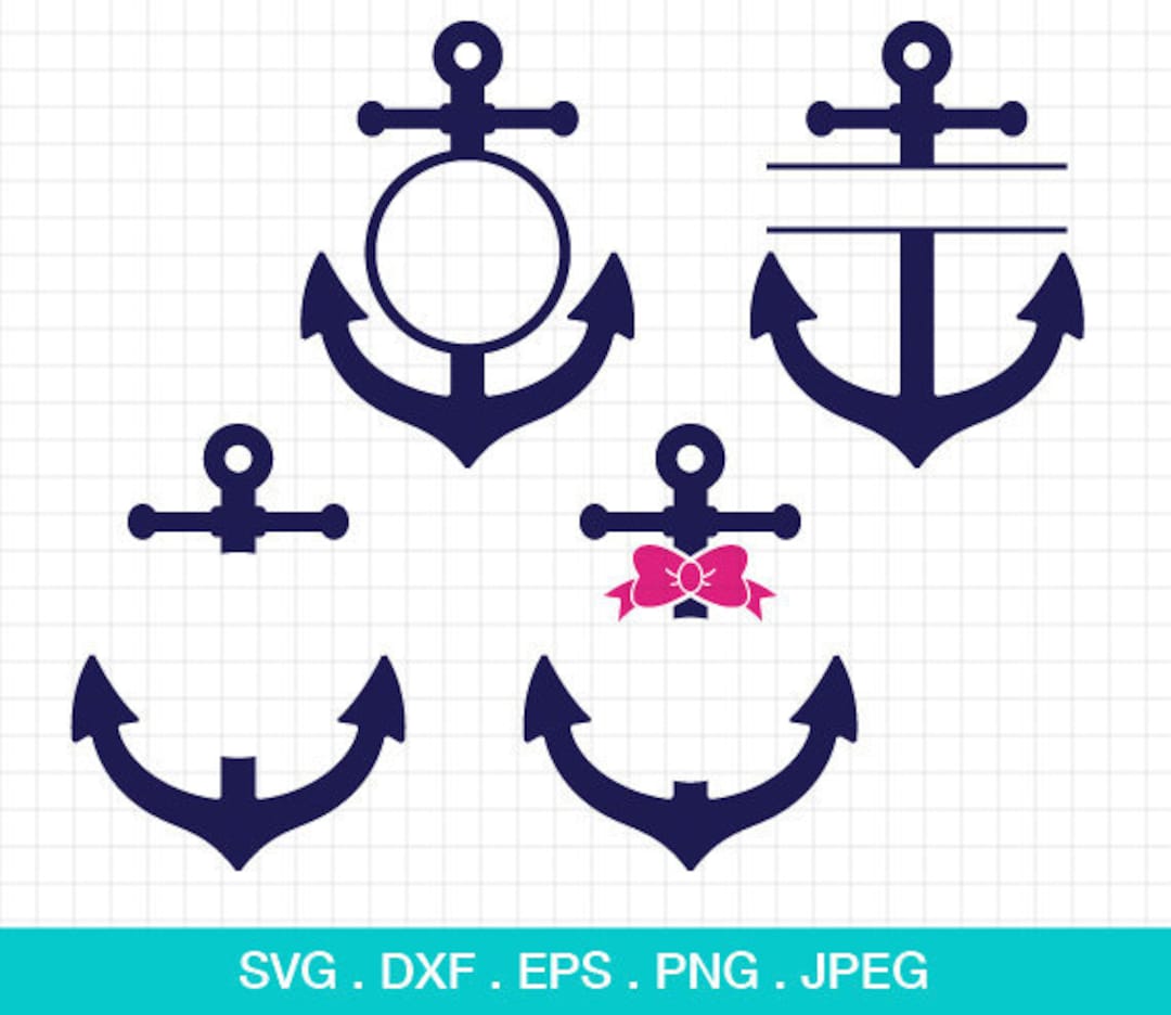 Anchor Svg, Anchor Monogram Frames Svg, Anchors Svg, Nautical Svg, Bow