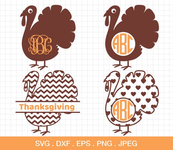 Download Turkey svg turkey monogram frames svg Thanksgiving svg | Etsy