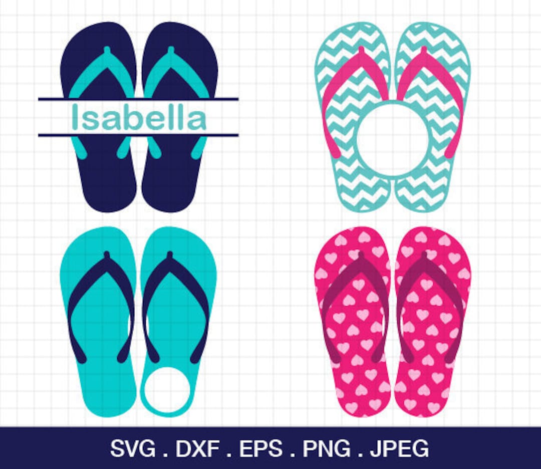 Flip Flop SVG Summer Flip Flops Monogram Frames Svg Beach Flip Flop Svg ...