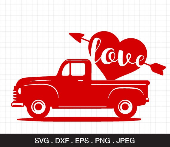 Download Valentine Truck Svg Valentine's Day Svg Red Truck with | Etsy