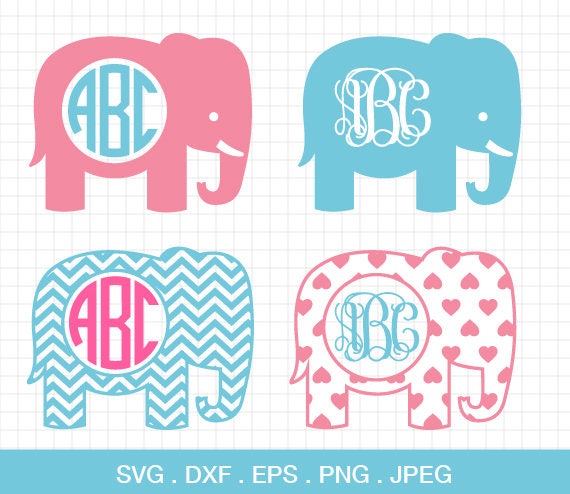 Download Elephant SVG Elephant Monogram frames Baby Elephant SVG | Etsy