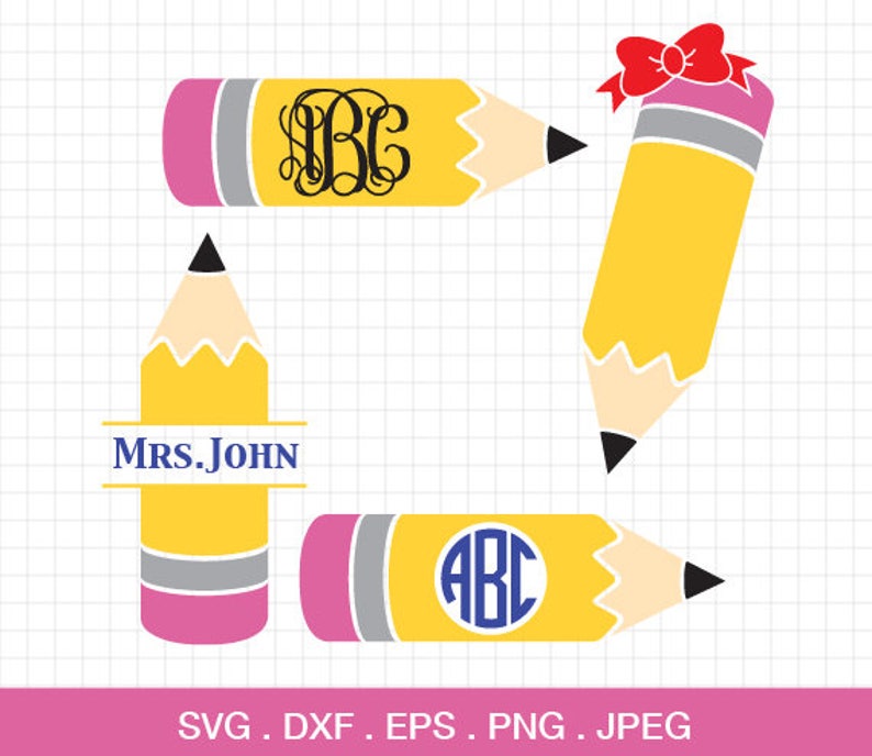 Download Pencil svg Pencil Monogram frames Teacher svg Teacher | Etsy