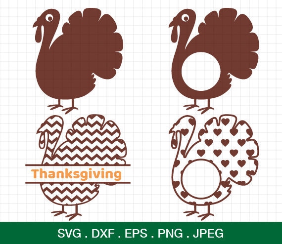 Download Turkey Svg Turkey Monogram Frames Svg Thanksgiving Svg Etsy