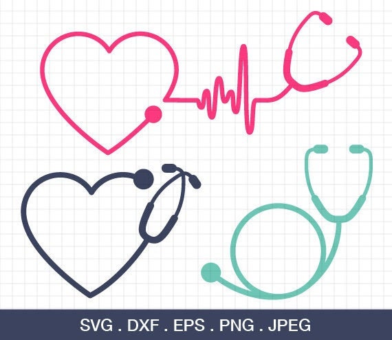 Nurse Stethoscope SVG,Heart Stethoscope Svg,Stethoscope monogram frames Svg Instant download design for cricut or silhouette