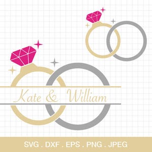 Anillo de diamantes Split Svg, diamante anillo de boda Svg, anillo de boda svg, marco dividido de la boda Svg, archivos de corte para Cricut & Silhouette