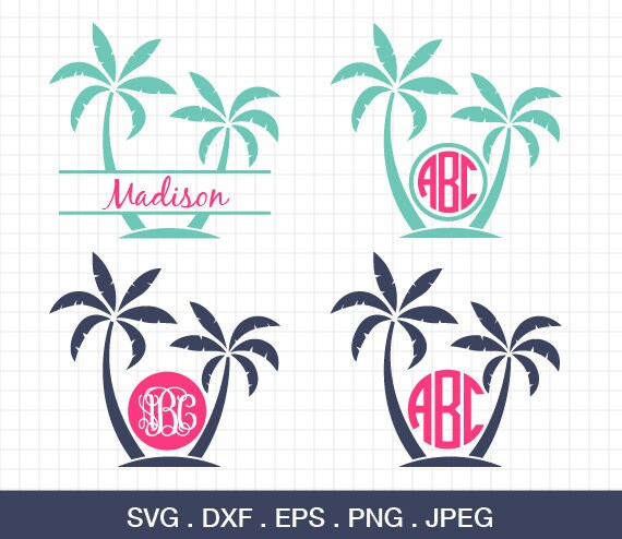 Download Palm SVG Palm Tree Monogram Frames Beach Palm SVG Cut | Etsy