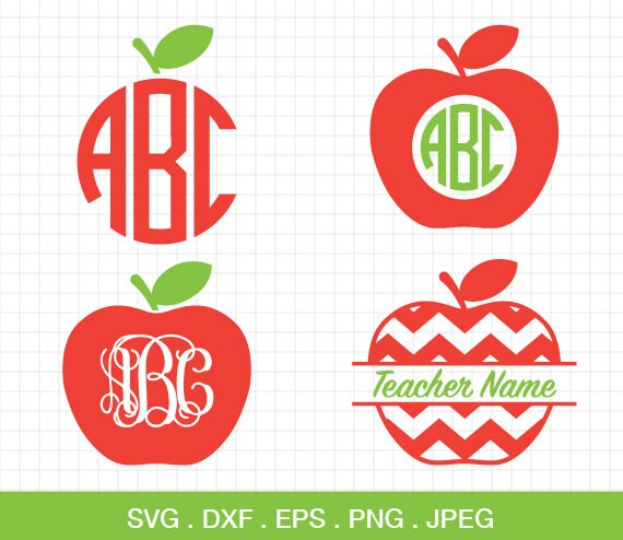 Apple Svg Chevron Apple Svg Apple Monogram Svg Teacher Svg Etsy