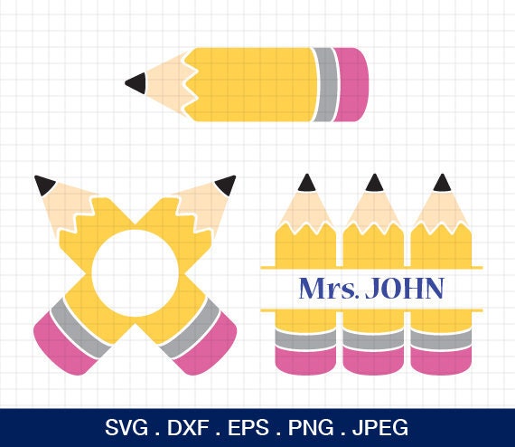 Download Pencil Svg Pencil Monogram Frames Teacher Svg Teacher Etsy