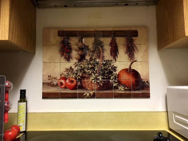 Hangable Tile Mural / Kitchen Backsplash / Kitchen Art / Kitchen Decor