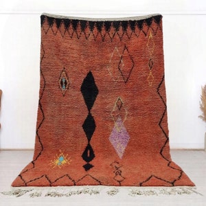 Gorgeous Beni Ourain Rug, Moroccan Handmade Wool Rug, Orange Authentic Berber Rug, Unique Hand Knotted Rug, Custom Mrirt Rug, Cozy Chic Rug.