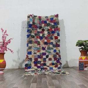 Luxurious Moroccan Runner Rug -Blue berber Colorful Runner Rug -Authentic Moroccan rug -Berber Runner Carpet -Authentic boujaad runner rug