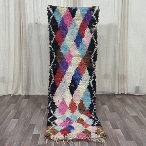 Luxurious Moroccan Runner Rug -Blue berber Colorful Runner Rug -Authentic Moroccan rug -Berber Runner Carpet -Authentic boujaad runner rug
