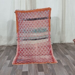 Moroccan Authentic Rug Hallway Runner-Narrow Rug Runner -Red Boujaad Colorful Rug-Amazing Runner Rug-Rug Runner -Beni Ourain Runner Runner