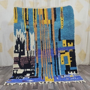Gorgeous Beni Ourain Rug, Blue Wool rug,berber High Quality Rug, Hand woven Boho Area Rug, Custom Beni Ourain Rug,berber carpet, Woven rug