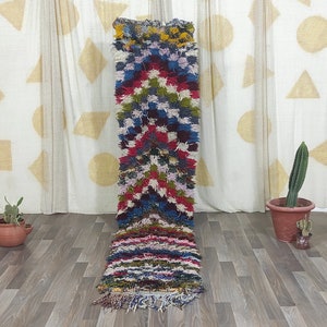 Vintage Moroccan Boujaad Rugs Runner ,Authentic Moroccan Rug Runner, kitchen runner rug, Multicolored Runner Rug ,berber Colorful Runner Rug