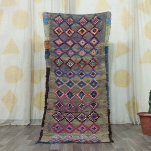 Luxurious Moroccan Runner Rug -Purple berber Colorful Runner Rug -Authentic Moroccan rug -Berber Runner Carpet -Authentic boujaad runner rug