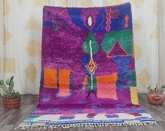 モロッコ　ラグ　ヴィンテージ　パープル Vintage】モロッコ・ヴィンテージラグ L-6 