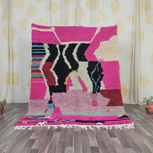 Pink Handmade Boujaad Rug, Hand Knotted Pink Rug, Luxurious Pink Beni Ourain Rug, Cozy Chic Berber Rug, Custom Unique Rug, Pink Berber Rug