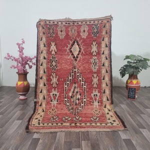 RED MOROCCAN RUG, Handmade Colorful Azilal Living Room Boho Carpet Rug Washable Floor Cool Designer Modern Rug, Vintage Moroccan Carpet