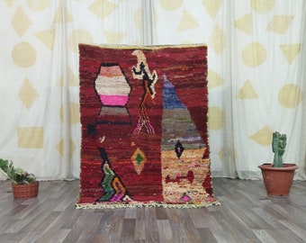 HERMOSAS alfombras BENI OURAIN, alfombra marroquí hecha a mano, alfombra de lana multicolor, alfombra peluda de lana, alfombras elegantes y acogedoras, alfombras coloridas de área de lana