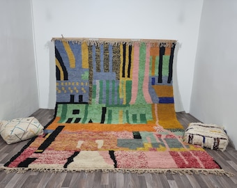 MOROCCAN RUG, Handmade Colorful Azilal Living Room Boho Carpet Rug Washable Floor Cool Designer Modern Rug, Moroccan Carpet