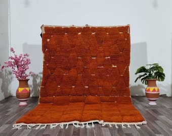 MOROCCAN ORANGE RUGS - Soft Wool rug - Custom Orange rug - Authentic Moroccan rugs - Solid Orange rugs - Colorful Carpet Rug - Wool Rug