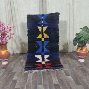 Luxurious Moroccan Runner Rug -Blue berber Colorful Runner Rug -Authentic Moroccan rug -Berber Runner Carpet -Authentic boujaad runner rug