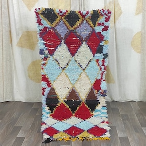 Vintage colorful Moroccan rug, Moroccan Berber rugs , Authentic rugs , Multicolored Aera Rug, Boujaad Living Room Rug - Home Decor Area Rug
