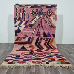 Gorgeous Berber Wool Rug, Beni Mrirt Rug, Custom Beni Ourain Rug, Pink and Beige Moroccan Rug, Cozy Pink Hallway Rug, Custom Authentic Rug .