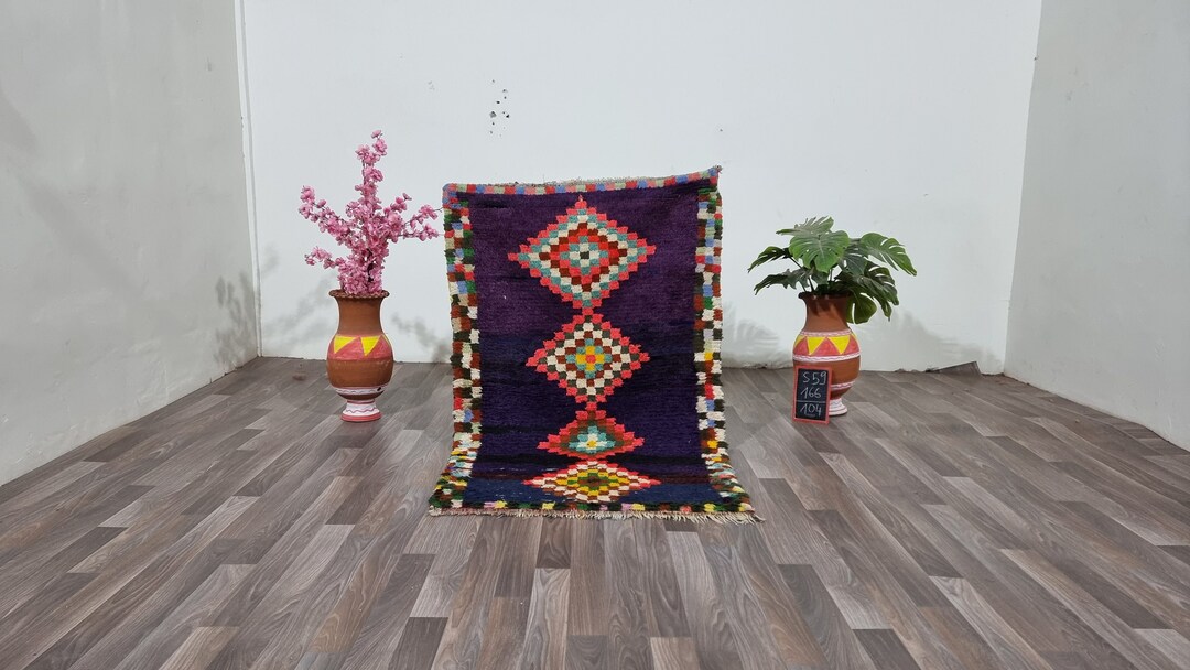 PURPLE MOROCCAN RUG, Handmade Colorful Azilal Living Room Boho Carpet ...