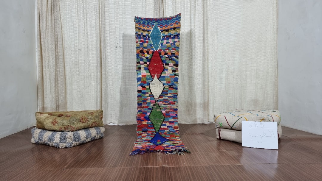 Luxurious Moroccan Runner Rug - Blue Colorful Runner Rug -authentic ...
