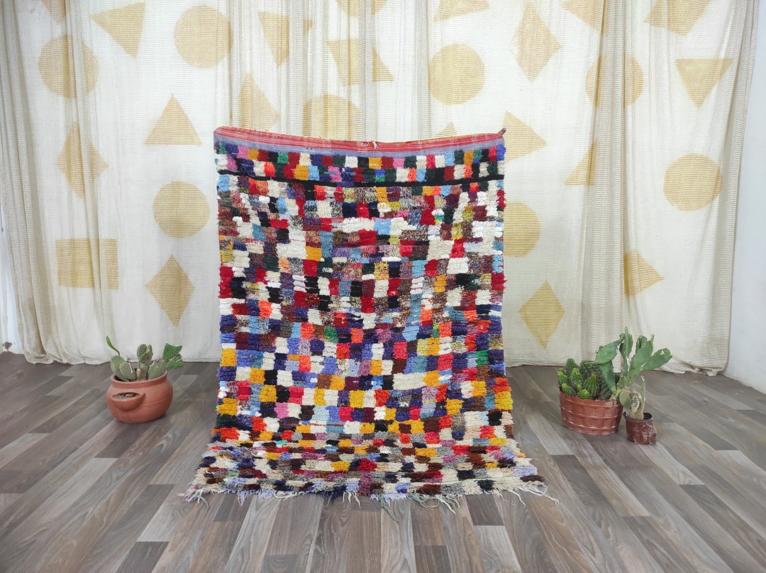Moroccan Vintage Rug, Multi Color Runner Rug, Beni Ourain Rug, Handmade ...