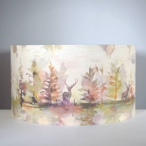 Stag lampshade deer pattern with gold silver or white lining, 20cm to 45cm diameter for lamp or ceiling handmade by Vivid Shades