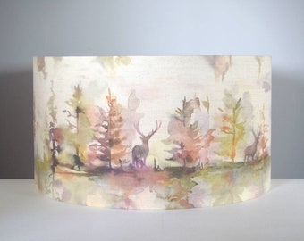 Stag lampshade deer pattern with gold silver or white lining, 20cm to 45cm diameter for lamp or ceiling handmade by Vivid Shades